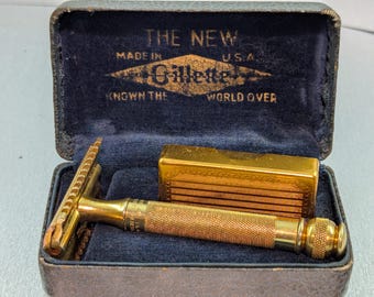 1962 Gillette ARISTOCRAT 22K GOLD Slim Adjustable Vintage