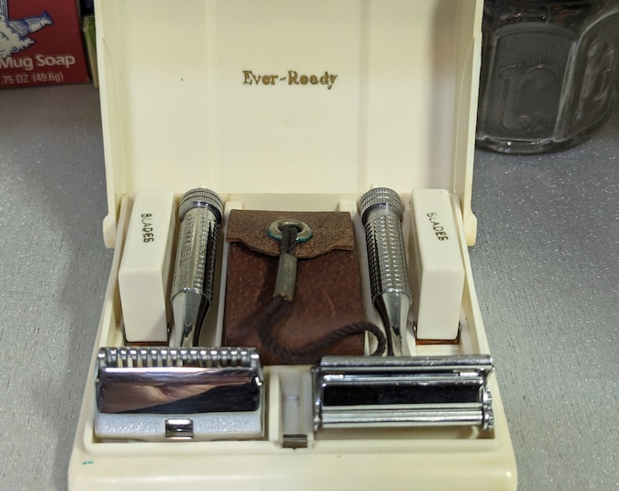1930s EVER-READY STREAMLINE Single Edge Razor and Stopper Set in Case ...