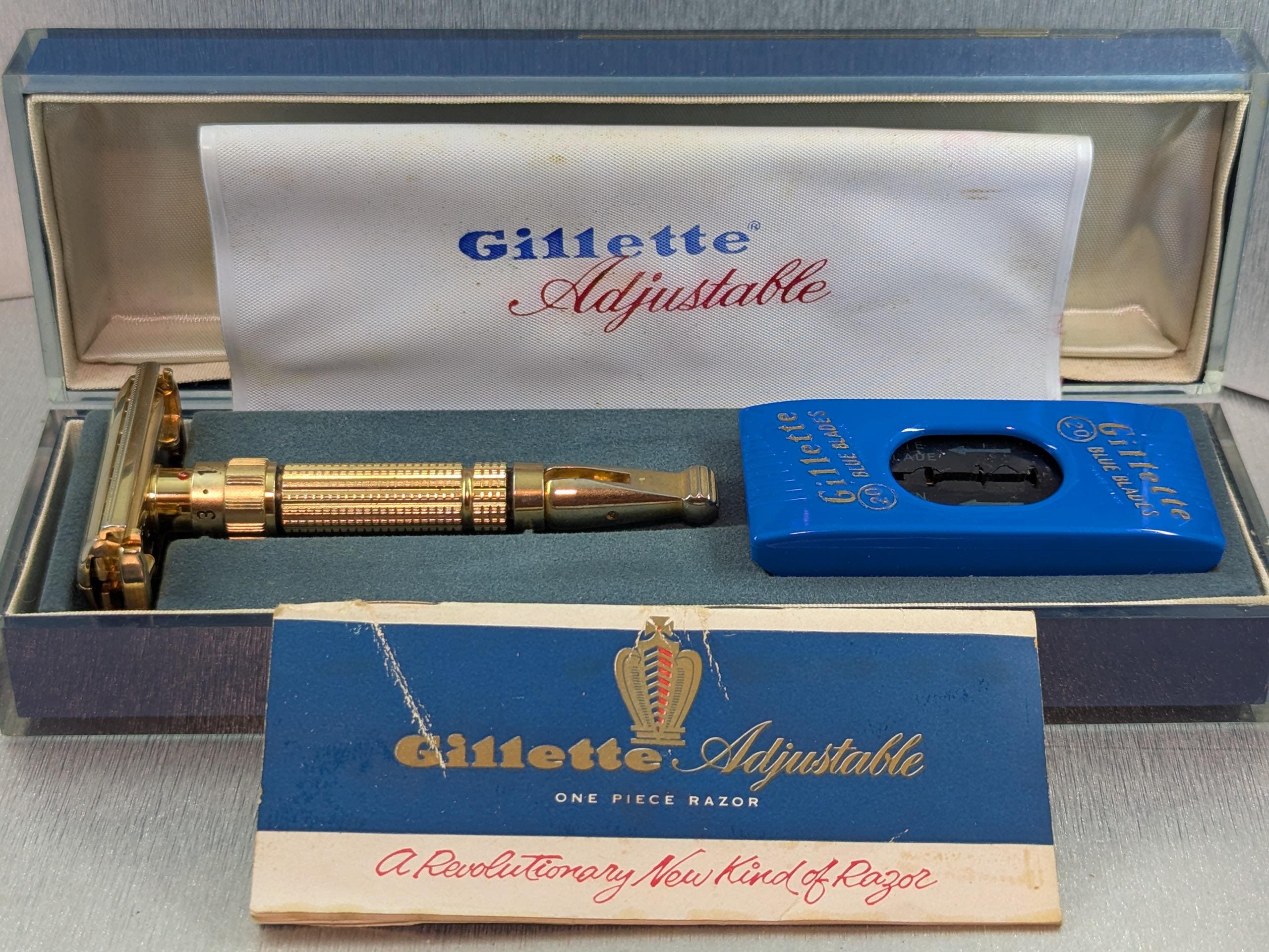 1958 Gillette GOLD TOGGLE ADJUSTABLE Vintage Safety Razor