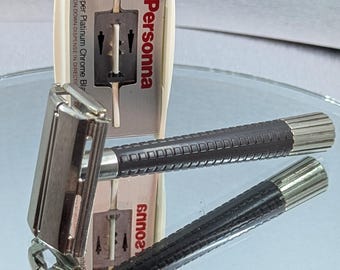 Maquinilla de afeitar de seguridad de doble filo EVERSHARP Eagle con mango gris, año 1967