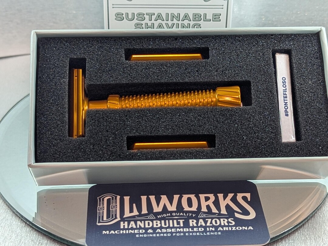 OLIWORKS M3teorite Aluminum Safety Razor Set With 3 Base Plates - NEW ...