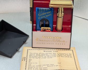 1961 Gillette FATBOY Adjustable Vintage Safety Razor Set in