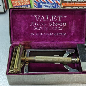 1928-1935 VALET AUTOSTROP VC2 Vintage Single Edge Safety Razor in Case with Blades - Made in England