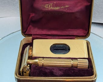 1948-1950 Gillette ARISTOCRAT Vintage Safety Razor Set in Case NO