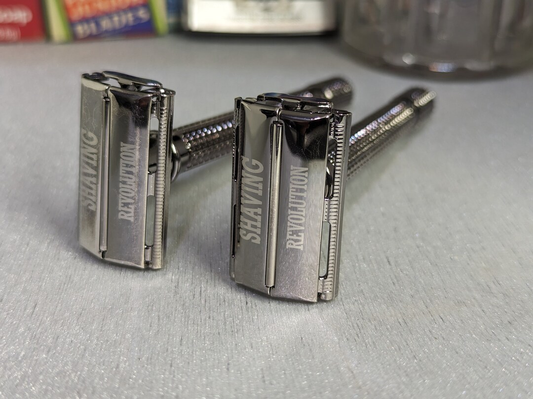 Shaving Revolution Black Chrome Long Handle Twist to Open Safety Razor ...