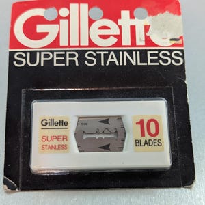 GILLETTE Distributeur vintage en acier inoxydable à 10 lames - NSA