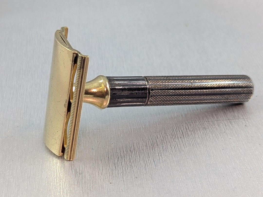 1938-1945 Gillette Pre-war Gold & Black Fat Handled Tech Vintage Safety ...