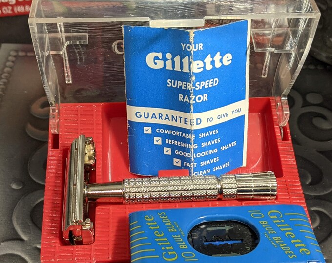 1954 Gillette first Year Flare Tip Super Speed Vintage Safety Razor Set