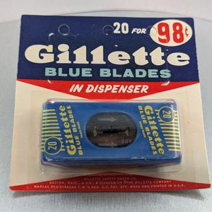 GILLETTE BLUE BLADES 20 Blade Vintage Dispenser - New!