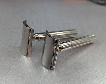 1938-1945 Gillette Pre-War Silver Fat Handled Tech Vintage Safety Razor