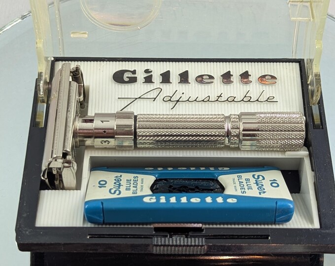 1960 Gillette Fatboy Adjustable Safety Razor Set With Blades in Case ...