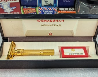 1960s Gillette ARISTOCRAT 22K Gold Slim Adjustable Vintage Safety Razor CLONE Set