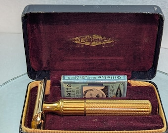 1948-1950 Gillette ARISTOCRAT Vintage Safety Razor Set in Case NO