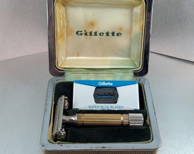 1953 Gillette 2-tone PRESIDENT TTO Vintage Safety Razor Set in Case ...