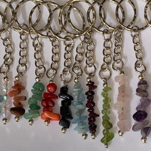 Gemstone Keyring Christmas gift Peridot,Aquamarine,Rose Quartz,Amethyst,Crystal Custom Handmade , Uni gift