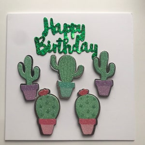 Verjaardagskaart, wenskaart, kaart voor zuster, handgemaakte kaart, kaart voor dochter cactuskaart.