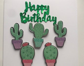 Birthday card , greetings card, card for sister, handmade card, card for daughter cactus card .