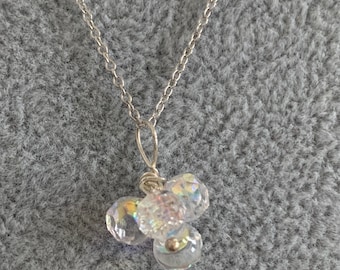 Collar de cristal Swarovski, ideas de regalo de joyería de plata. Regalo de damas de honor de boda, ropa de noche, regalo para cumpleaños, regalo para ella
