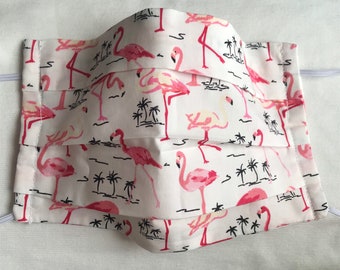 Face mask uk woman, Eco friendly substainable custom made,double layered,reuse able washable face mask, flamingo, gift for Birthday,