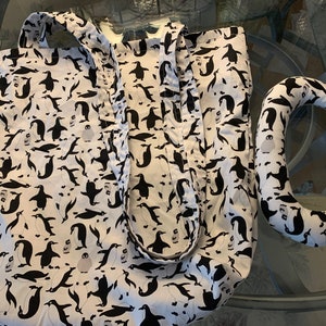 Penguin bag and letter custom handmade gift for Birthday, Uni gift,