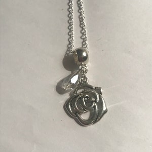 Rose necklace ,Silver plated necklace ,Everyday necklace , gift for Birthday , Gift for her , Floral