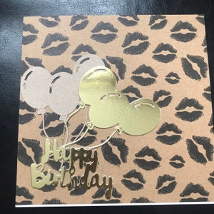 Birthday card, lips print card, kiss print card, greetings card, card for wife, card for daughter, card for sister, handmade card.