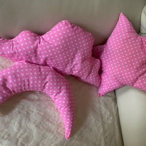 Pink Stuffed Cushions Star,Cloud and Moon, Nursery deco, Gift for Christmas Birthday, Newborn gift, Home decor,stocking filler for kids