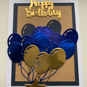 Biglietto di compleanno, biglietto per lui, biglietto per figlio, biglietto palloncini, biglietto fatto a mano, biglietti di auguri, carta della Marina