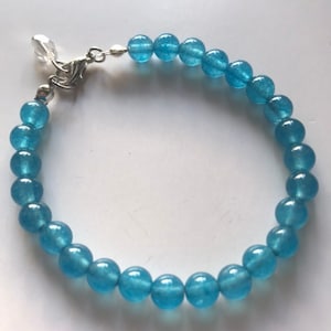 Aquamarin Armband, Secret Santa Geschenk, Geschenk für Geburtstag Geschenkideen. Hochzeitsschmuck Geschenk für sie, Hellblau.