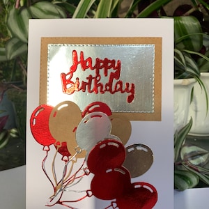 Birthday card for him or her, custom Handmade, Gift for Birthday, Red card.