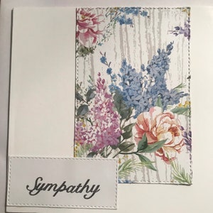 Sympathie kaart, wenskaart, handgemaakte kaart, bloemen, denken van jou.