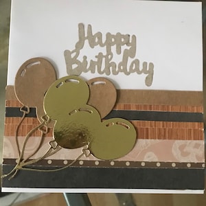 Verjaardagskaart voor hem of haar, ballonnenkaart, wenskaarten, handgemaakte kaart, kaart voor een zoon, kaart voor een man.