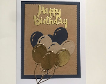 Birthday card for him or her, card for a man,card for son, card for brother, gold card, greetings cards,