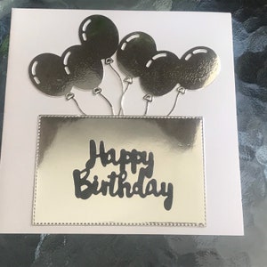Biglietto di compleanno, biglietto di auguri, biglietto per lei, biglietto per un uomo, biglietto fatto a mano, biglietto d'argento, biglietto per figlio, biglietto per fratello, biglietto palloncini