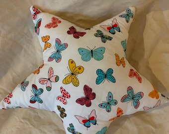 Butterfly Stuffed Star Cushion ,custom made, Christmas gift for Birthday,Butterfly gift, twins cushion, gift for newborn,