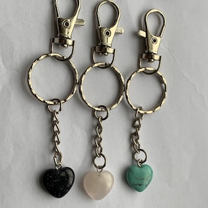 Gemstone key ring Rose Quartz, Turquoise, Sandstone, Handmade Christmas Gift,Gift For Birthday, Uni gift for Adults and Kids