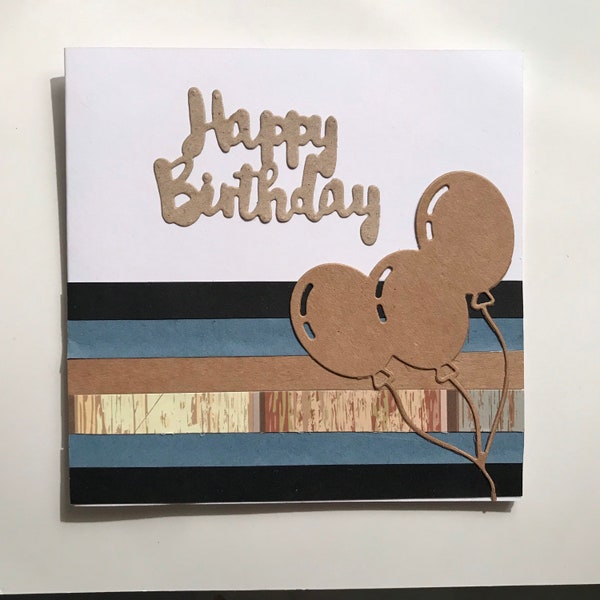 Birthday card for him ,hand made card , card for son, card for a man, birthday card for boyfriend ,Greeting card hand made, stripe  card.