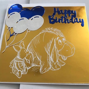 Carte d’anniversaire, carte de vœux , carte pour fils , Christopher Robin, Piglet