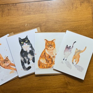 Set of Cat 01 Blank Card  - Note Card - Blank Greeting Card