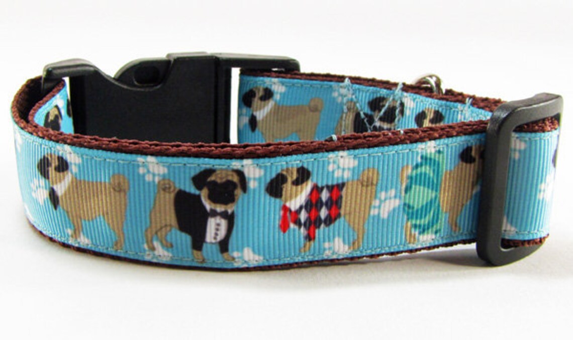Pugs dog collar 12.00 all sizes adjustable buckle collar Etsy