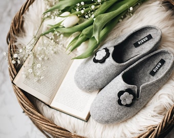 Pantufas de feltro de lã