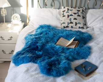 Blue Sheepskin Rug