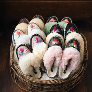 Embroidered Sheepskin Mules Lucky Dip by ONAIE
