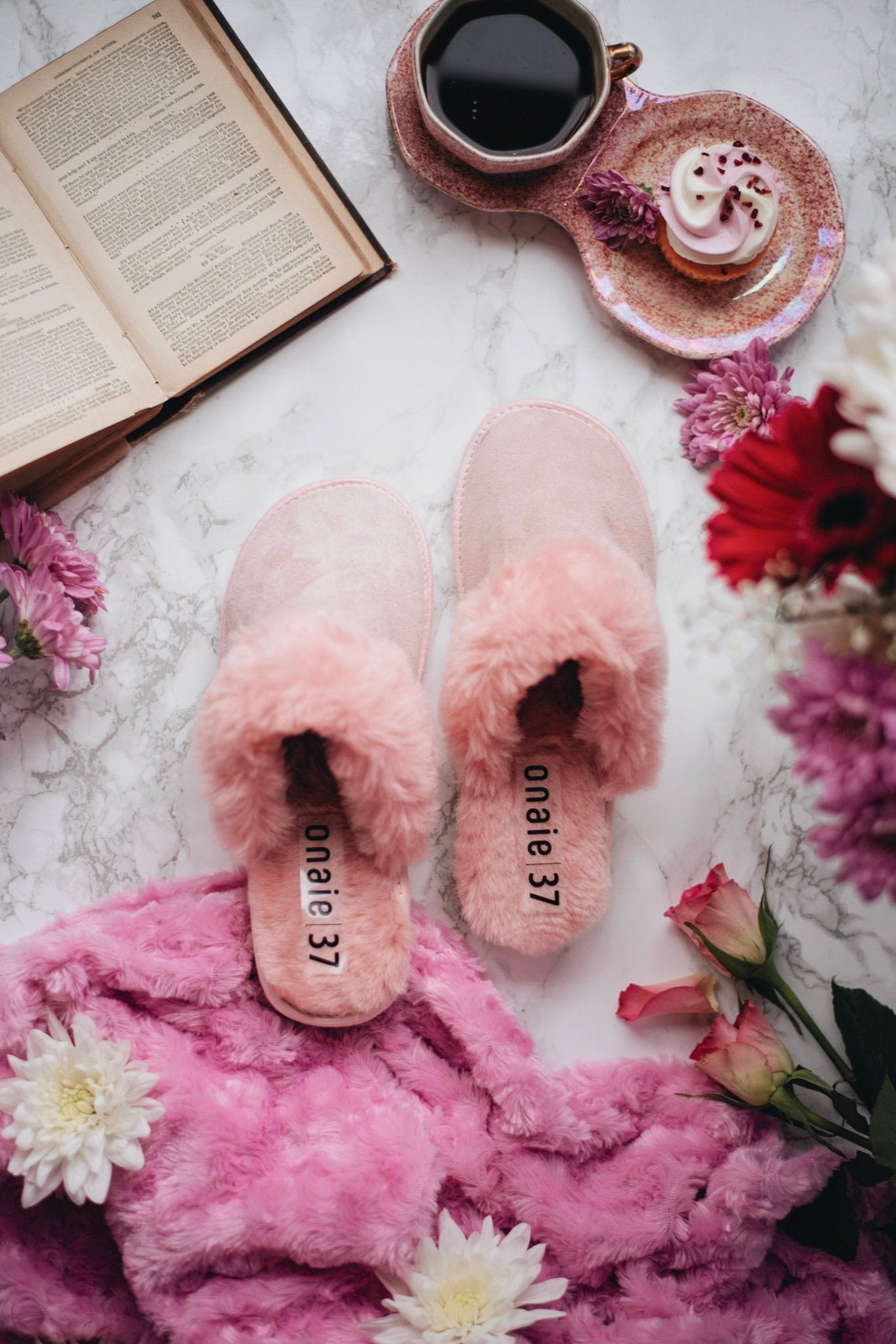 Pink Sheepskin Slippers Etsy