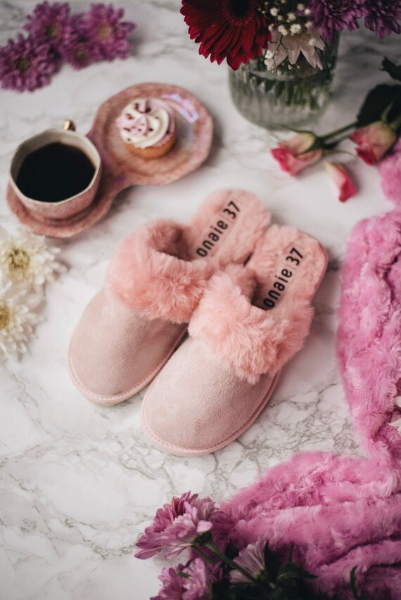 Pink Sheepskin Slippers Etsy