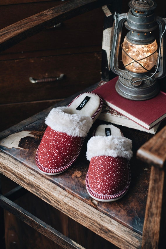 Red Christmas Slippers - Etsy