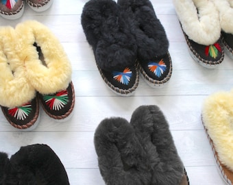 Lucky Dip Women's Embroidered Sheepskin Slippers