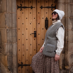 Women's Grey Merino Wool Gilet Vest