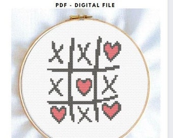 X's and Heart's Cross Stitch Pattern - (DIGITAL FILE)