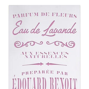 Stencil French Lavender - vintage script perfume label - shabby chic furniture decoration -  home decor - reusable for wood signs and more